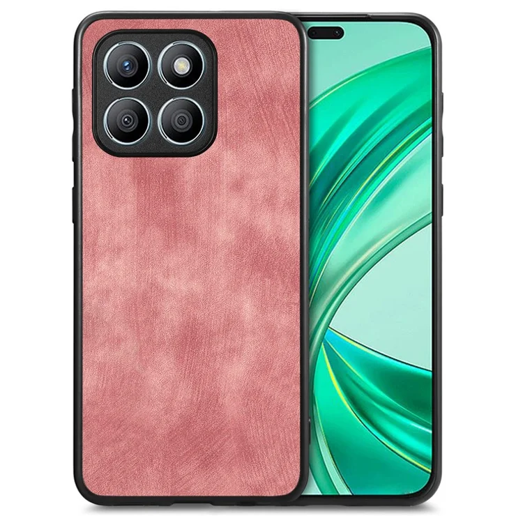 For Honor X8b 4G Case Retro Slim Fit PU Leather Phone Back Cover - Pink
