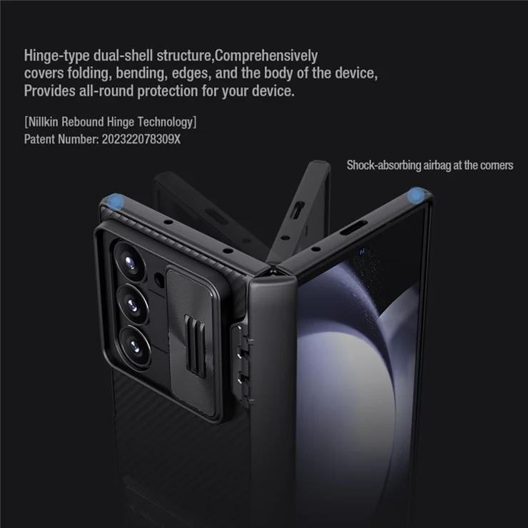 NILLKIN CamShield Fold Case for Samsung Galaxy Z Fold6 5G TPU+PC Kickstand Phone Cover Slide Camera Lid - Green