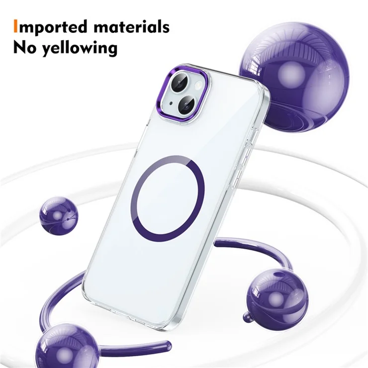 For iPhone 13 Clear Case Hard PC Phone Cover Compatible with MagSafe Charging - Purple