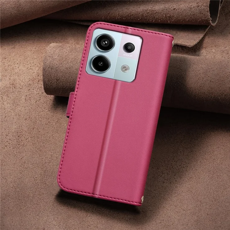 BINFEN COLOR BF34 for Xiaomi Redmi Note 13 Pro 4G / Poco M6 Pro 4G Case Leather Wallet Cover - Red