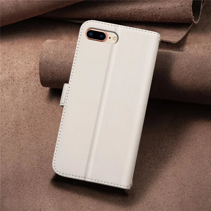 BINFEN COLOR BF34 for iPhone 16e Case Square Grid PU Leather Cover Stand Wallet - Beige