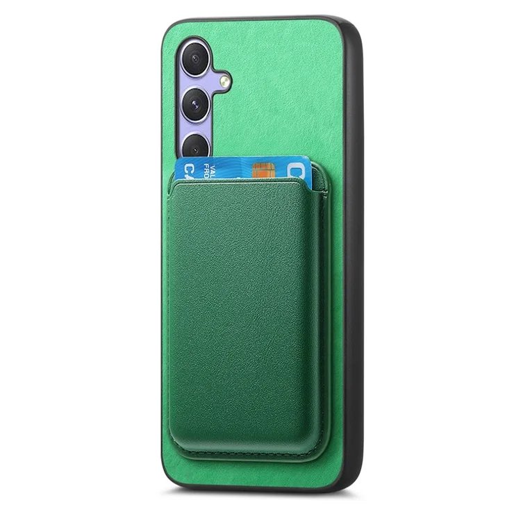 B2 For Samsung Galaxy A54 5G Magnetic Case Card Holder PU Leather+TPU Phone Cover - Green