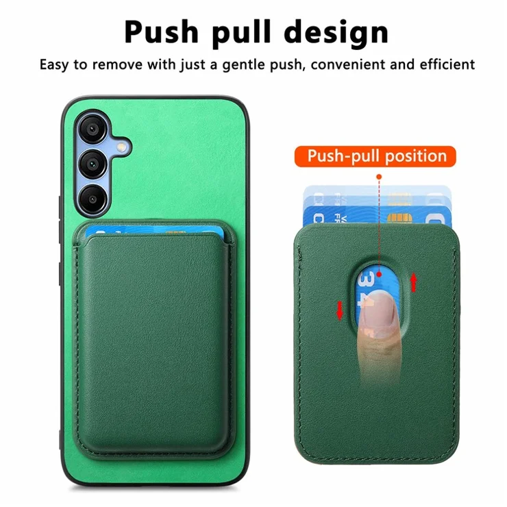 B2 For Samsung Galaxy A25 5G (Global) (161.0 x 76.5 x 8.3mm) Magnetic Phone Case with Card Bag - Green