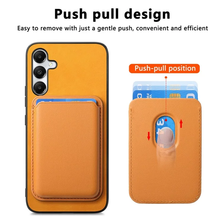B2 For Samsung Galaxy A05s 4G Magnetic Phone Case Card Bag PU Leather Back Cover - Orange