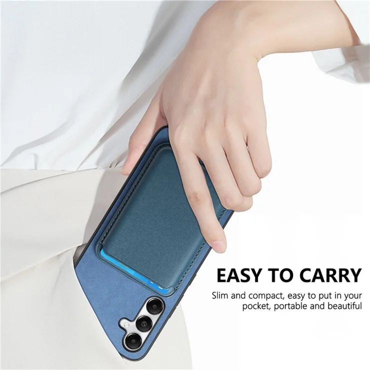 B2 For Samsung Galaxy A05s 4G Magnetic Phone Case Card Bag PU Leather Back Cover - Blue