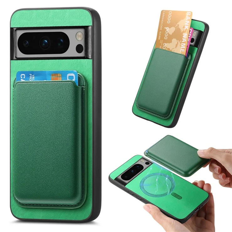 B2 For Google Pixel 8 Pro Case Card Bag Magnetic Phone Cover Detachable 2-in-1 - Green