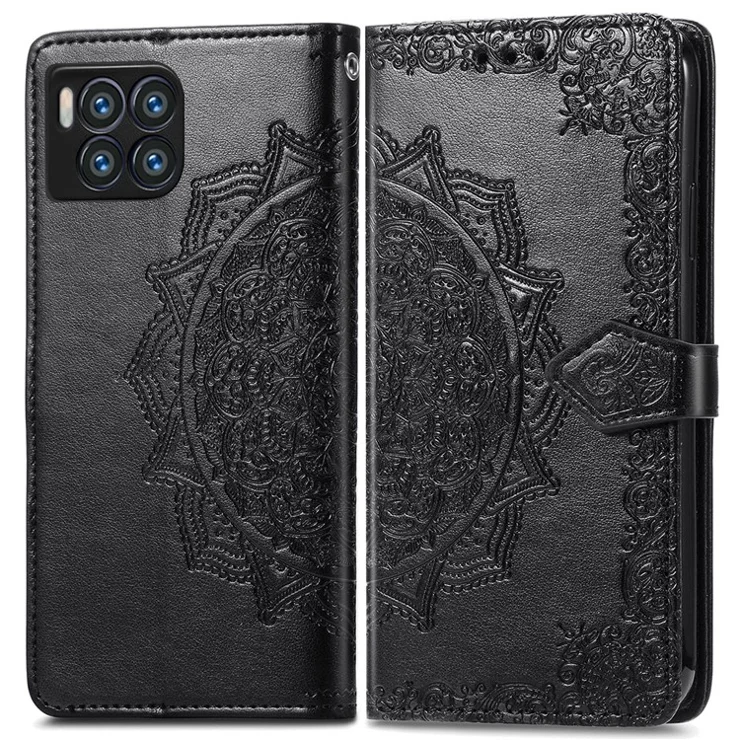 For T-Mobile REVVL 7 Pro Case Mandala Flower Stand Leather Wallet Phone Cover - Black
