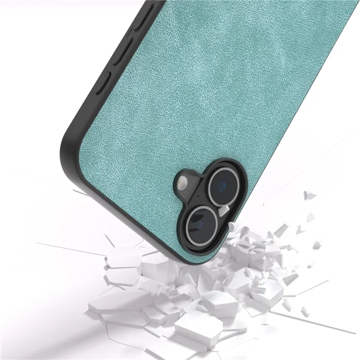 For iPhone 16 Plus Case PU Leather PC TPU 3 Layer Hybrid Phone Cover - Baby Blue