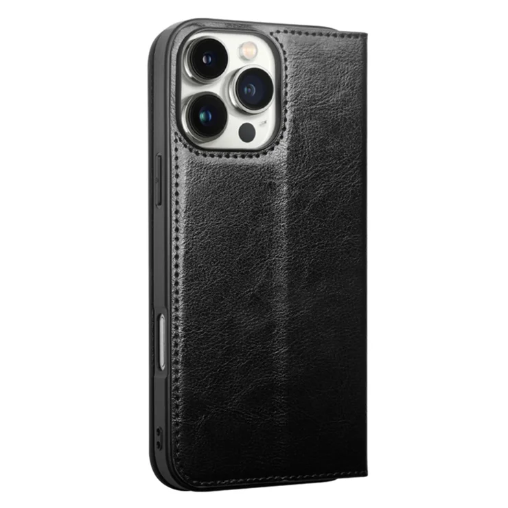 QIALINO For iPhone 16 Pro Max Case Genuine Cow Leather Card
