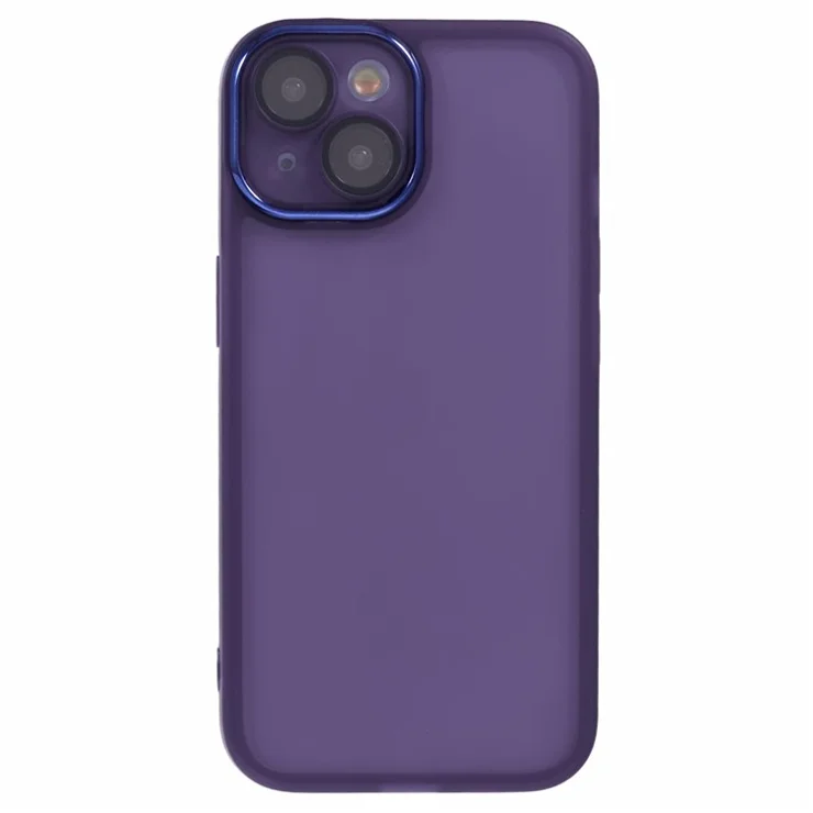 DKSM Series For iPhone 14 Case Electroplated Camera Frame TPU Phone Cover - Transparent Purple