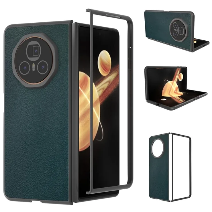 For Honor Magic V3 5G Case PU Leather+Hard PC Protective Phone Cover - Green