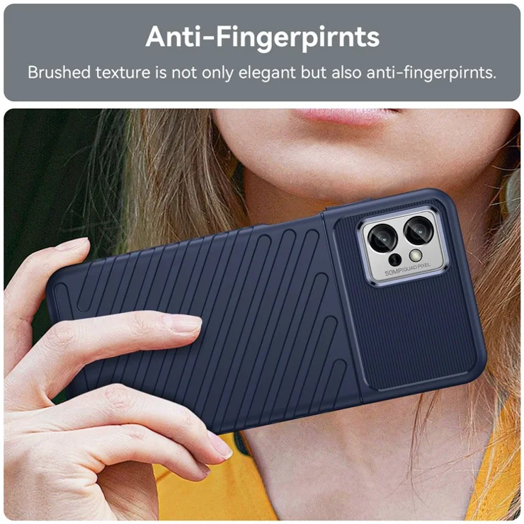 For Motorola Moto G32 4G Thunder Series Twill Texture Thickened TPU Case Anti-fingerprint Protective Phone Cover - Blue