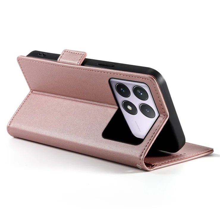 DF-010 For Xiaomi Poco F6 Pro 5G / Redmi K70 5G / K70 Pro 5G Wallet Case PU Leather Stand Phone Cover - Rose Gold