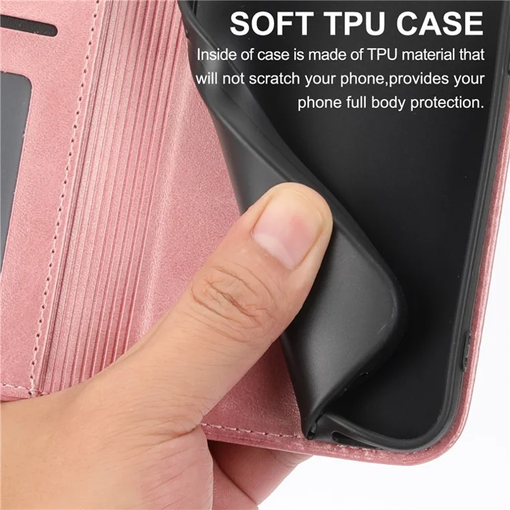 For Oppo Reno12 Pro 5G (Global) Stand Case Calf Texture PU Leather Wallet Phone Cover - Rose Gold