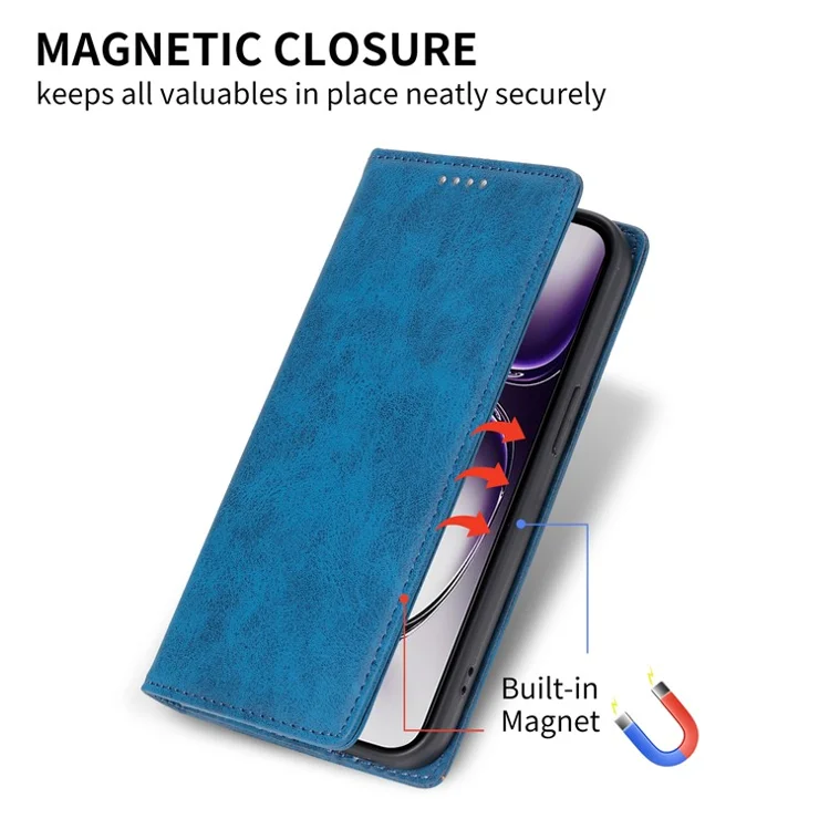 DF-05 For Oppo Reno12 5G (Global) Phone Case RFID Blocking PU Leather Flip Cover - Blue