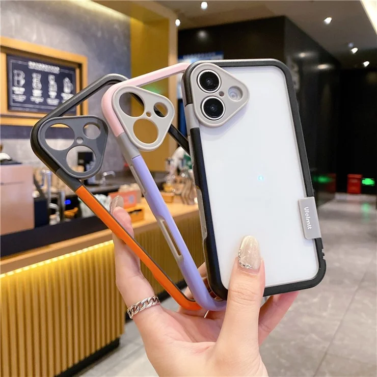 WOLMTT For iPhone 16 Plus Case PC+TPU Transparent Phone Cover Dual Color Frame Aesthetic Design - Yellow+White