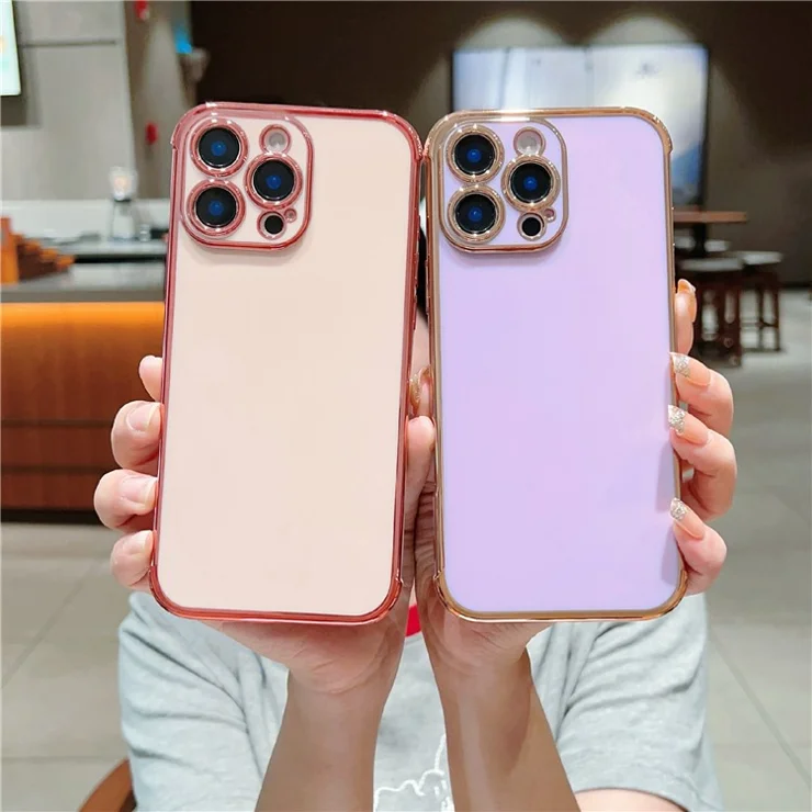 For iPhone 16 Pro Case Camera Lens Protection TPU Electroplated Phone Cover - Black