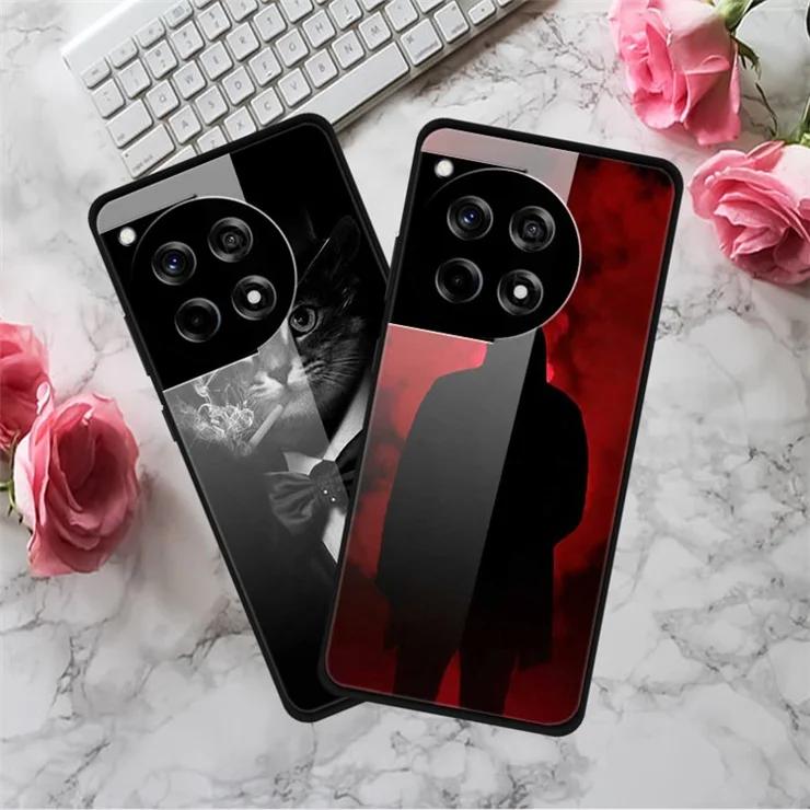 For OnePlus 12R 5G / Ace 3 5G Case Stylish Pattern PC+TPU+Tempered Glass Cell Phone Cover - Golden Fruit