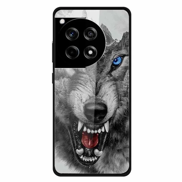 For OnePlus 12R 5G / Ace 3 5G Case Stylish Pattern PC+TPU+Tempered Glass Cell Phone Cover - Mountain Wolf