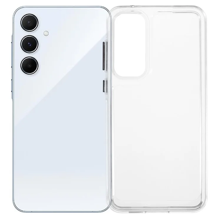 For Samsung Galaxy S24+ Case Metal Button 2.0mm Thickness TPU + PC Phone Cover - Transparent White