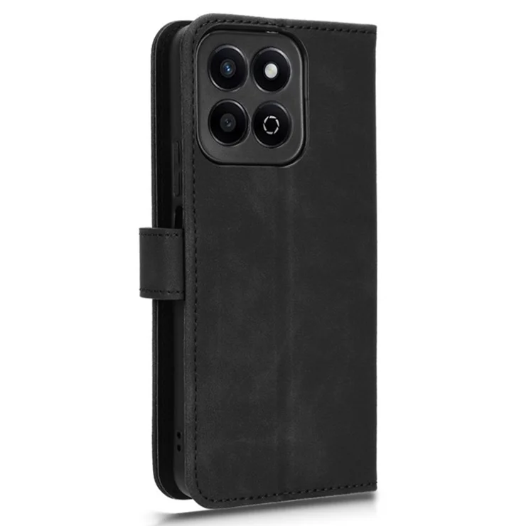 For Honor Play 60 Plus 5G Leather Case Skin-Feel Anti-Scratch Wallet Phone Cover - Black