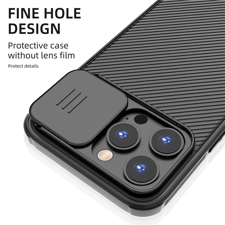For iPhone 15 Pro Max Case PC+TPU Magnetic Phone Shell with Slide Camera Cover - Blue