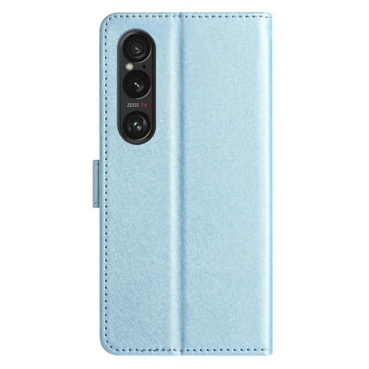 For Sony Xperia 1 VI Case PU Leather Silk Texture Phone Cover with Wallet Stand - Sky Blue