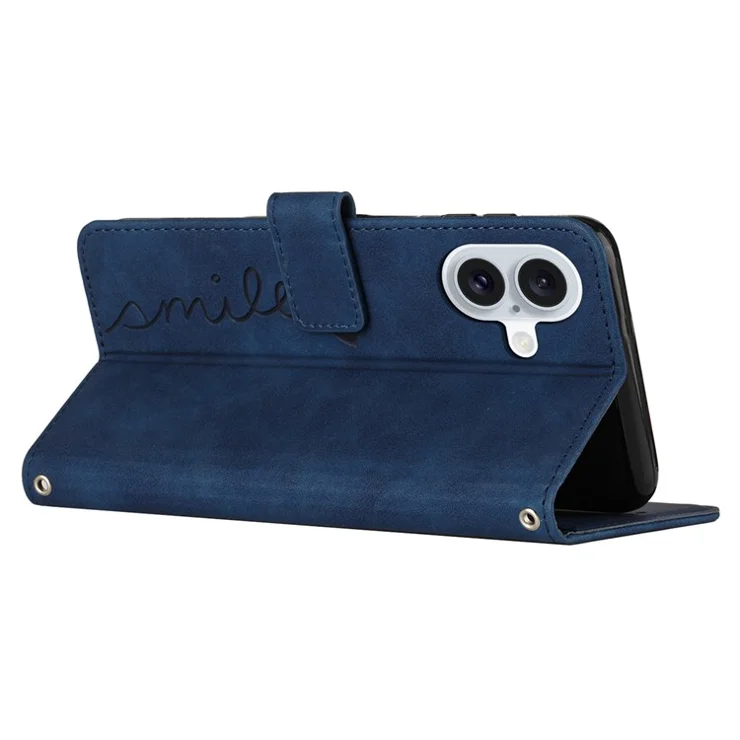 For iPhone 16 Plus Case Wallet Card Holder Leather Phone Cover Smile Love Heart - Green - Sapphire