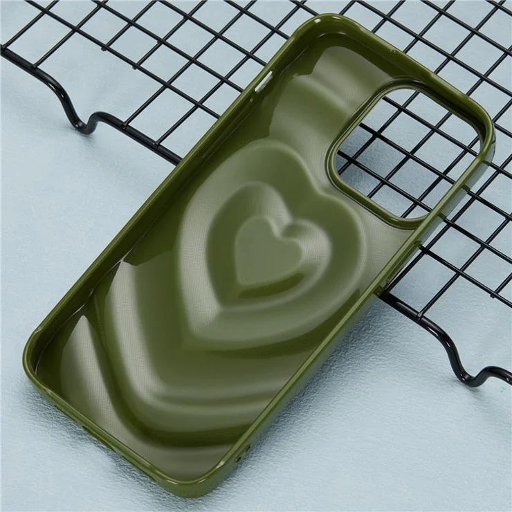 WT Series For iPhone 15 Pro Max Case Shockproof TPU Phone Cover Creative Heart Wave Pattern - Avocado Green