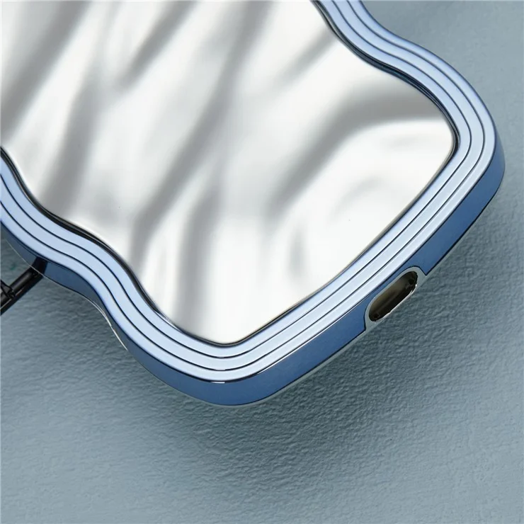 WT Series For iPhone 14 Pro Max Case Art Design TPU Phone Cover Electroplating Wave Frame - Sky Blue