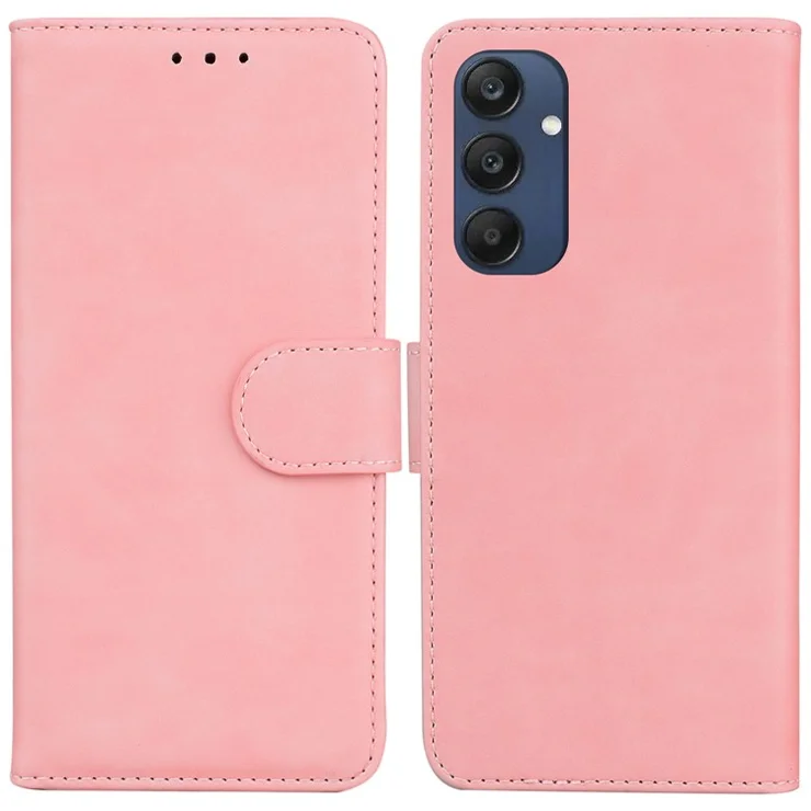 For Samsung Galaxy M35 5G Wallet Phone Case Solid Color Leather Flip Cover - Pink
