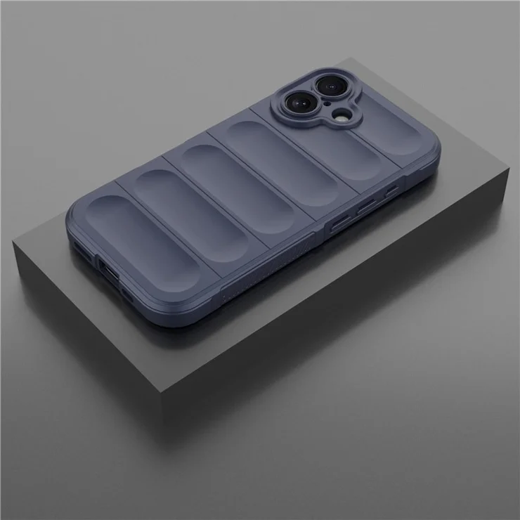 For iPhone 16 TPU Case Scratch-resistant Rugged Back Soft Phone Cover - Dark Blue