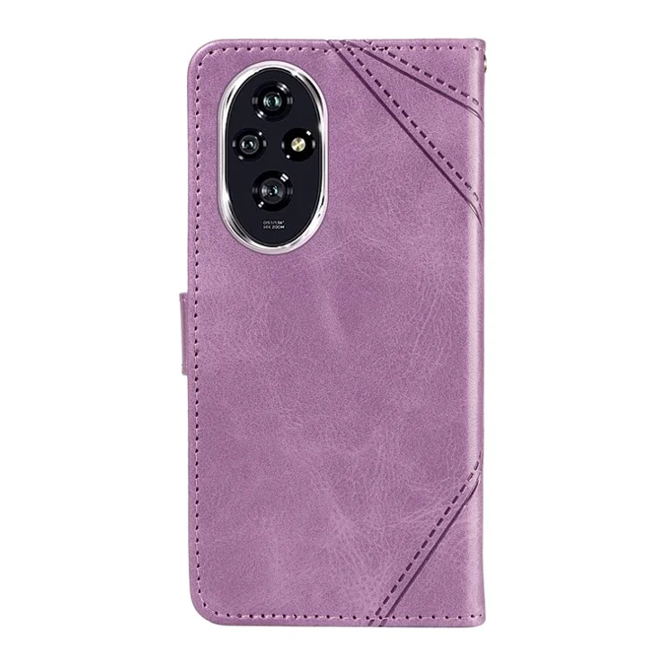 For Honor 200 5G Wallet Case Geometric Line Flip Leather Phone Cover Calf Texture - Purple