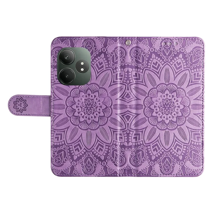 For Realme GT 6 5G / GT Neo6 SE 5G Wallet Case Sunflower Phone Leather Cover - Purple