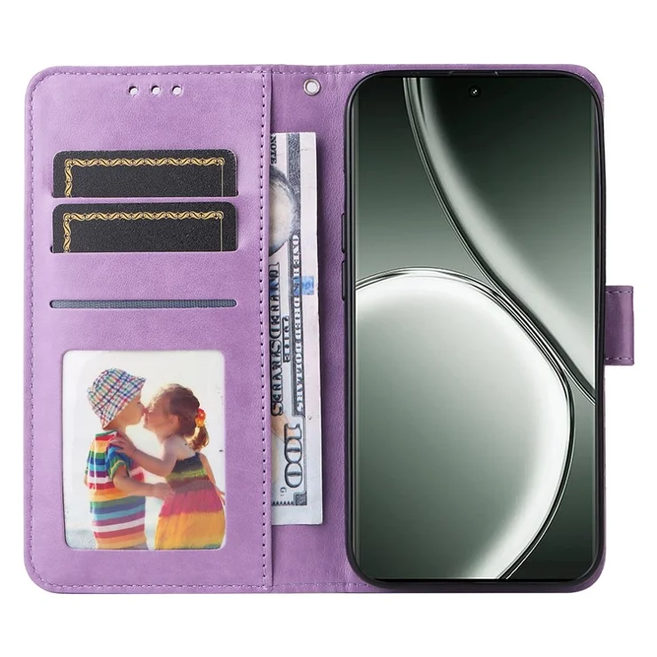 For Realme GT 6 5G / GT Neo6 SE 5G Wallet Case Sunflower Phone Leather Cover - Purple