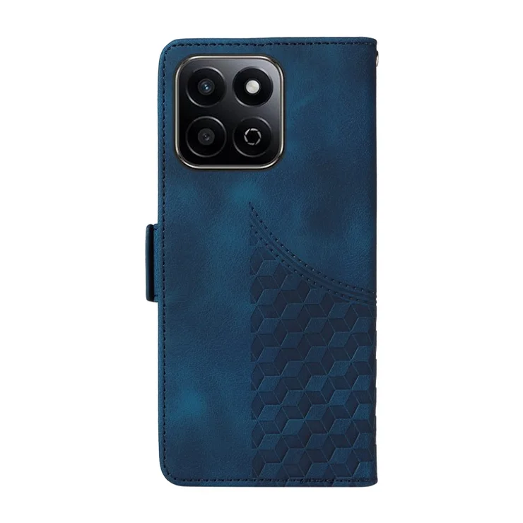 For Honor Play 60 Plus 5G Case PU Leather Phone Cover Rhombus Starry Imprinted - Blue