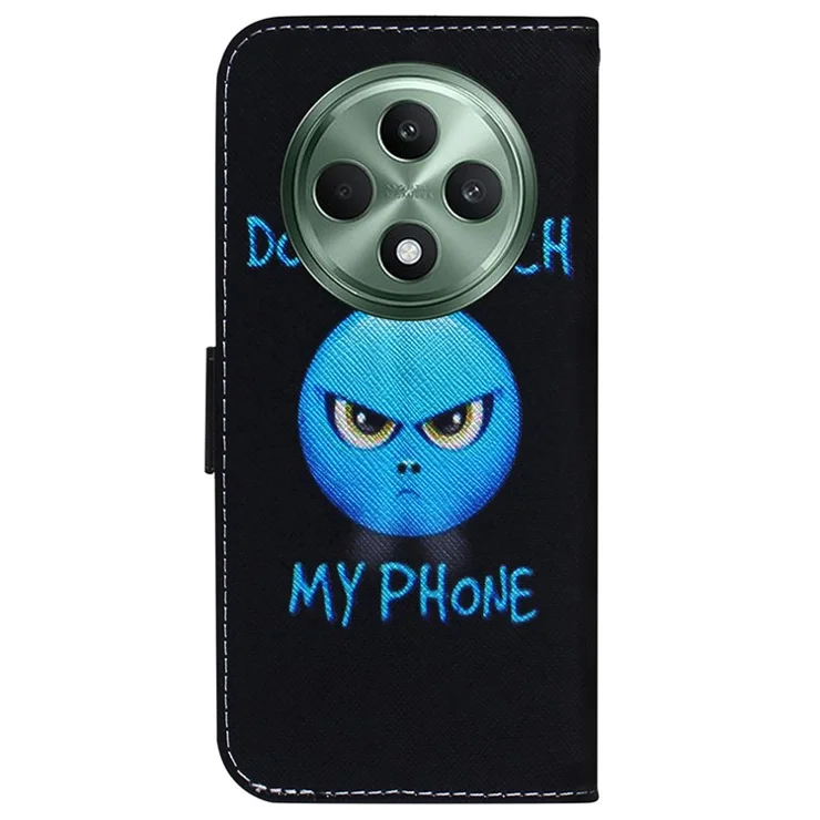 For Oppo Reno12 F 5G Shockproof Case Pattern Print Leather Wallet Phone Cover - Don't Touch My Phone