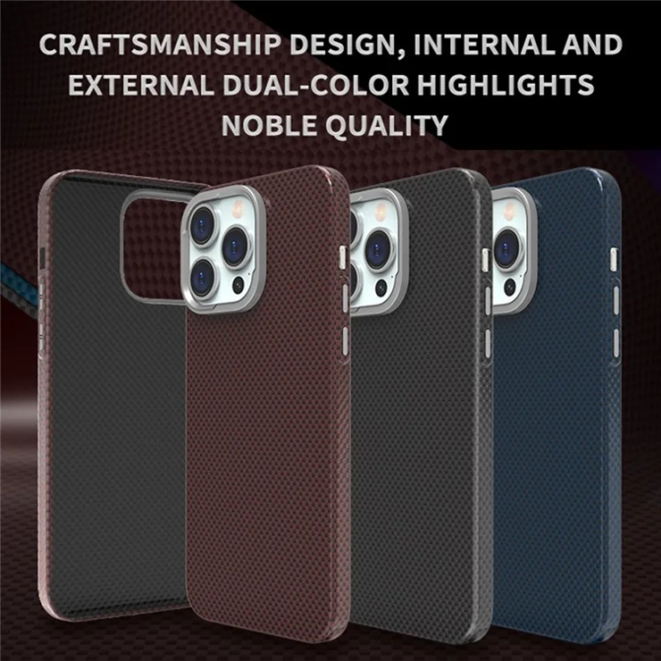 For iPhone 15 Pro Case Carbon Fiber Pattern Hard PC Phone Cover Compatible with MagSafe - Blue / Green