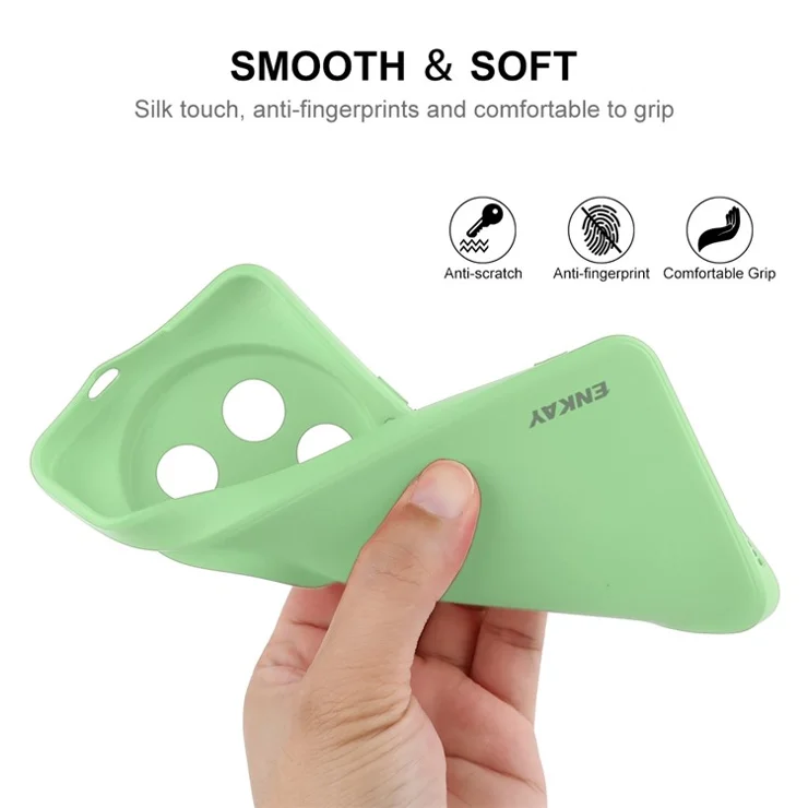 ENKAY HAT PRINCE For Xiaomi 14 Ultra Silicone Case Solid Color Straight Edge Phone Cover - Dark Blue