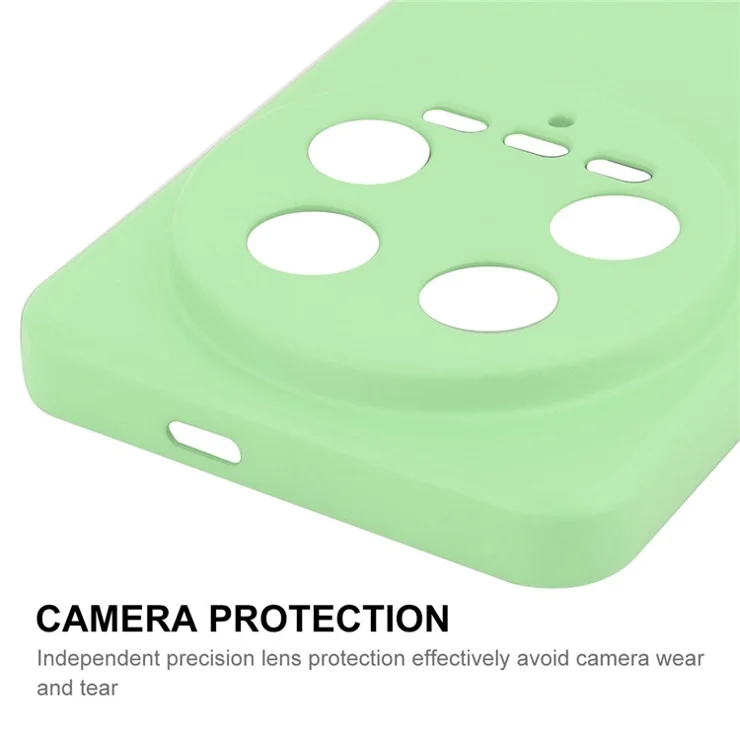 ENKAY HAT PRINCE For Xiaomi 14 Ultra Silicone Case Solid Color Straight Edge Phone Cover - Dark Blue