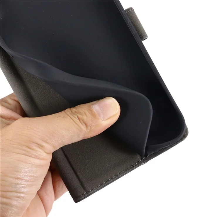 MUXMA MX102 For Xiaomi Poco F6 5G / Redmi Turbo 3 5G Case Canvas Leather Flip Wallet Phone Cover - Grey
