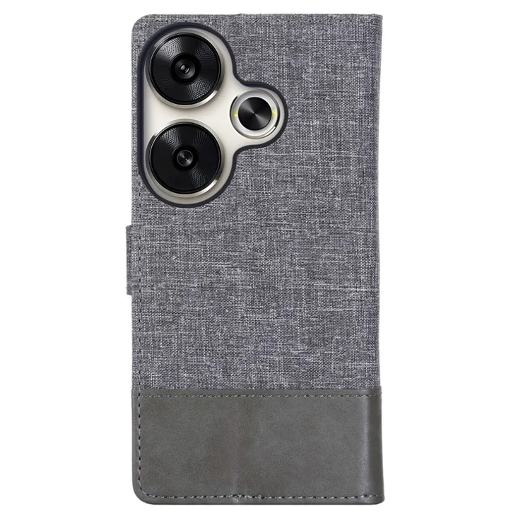 MUXMA MX102 For Xiaomi Poco F6 5G / Redmi Turbo 3 5G Case Canvas Leather Flip Wallet Phone Cover - Grey