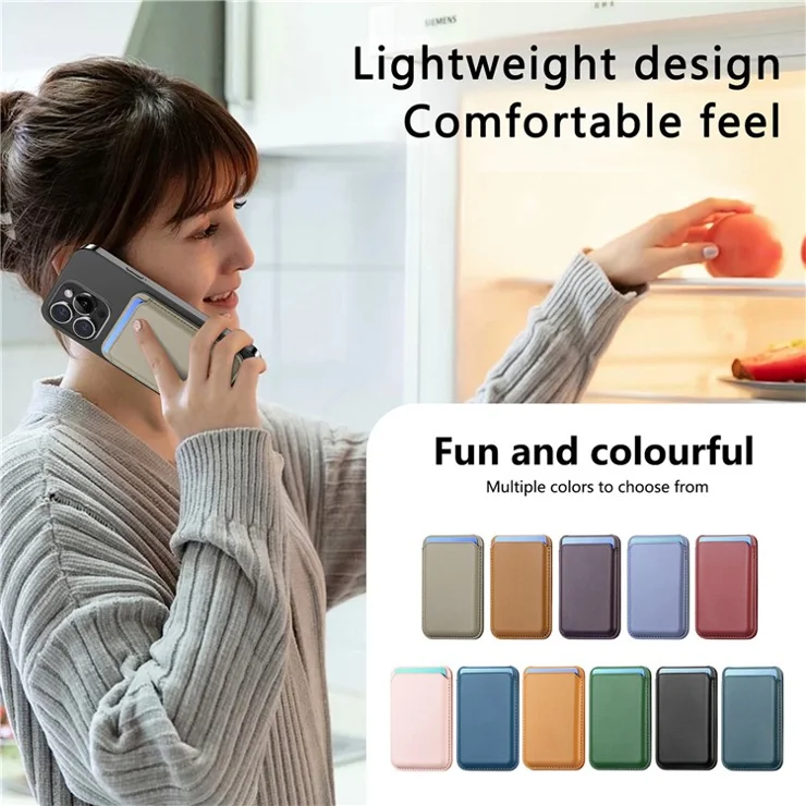 MC-W11 Magnetic Leather Wallet Kickstand ID Credit Cards Holder Phone Card Bag - Grey