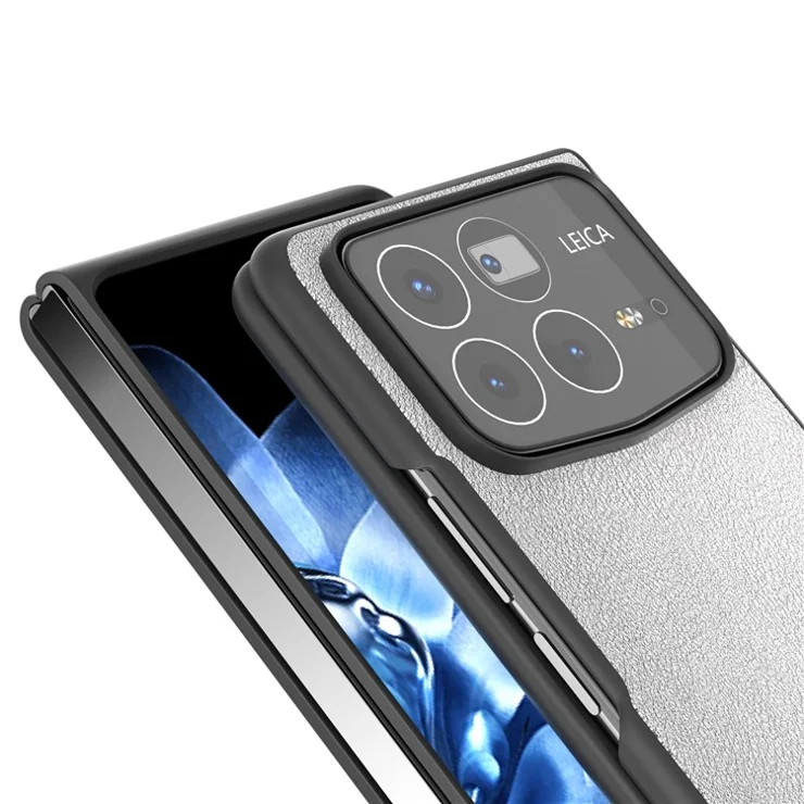 For Xiaomi Mix Fold 4 5G Case PU Leather Coated PC Folding Phone Cover - Silver
