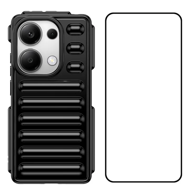 WANLONFENG LK Series for Xiaomi Redmi Note 13 Pro 4G / Poco M6 Pro 4G Case Capsule Design TPU Phone Cover with Screen Film - Black