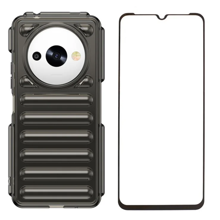 WANLONFENG LK Series for Xiaomi Redmi A3x 4G / A3 4G / Poco C61 4G Case Soft Touch TPU Phone Cover with Screen Film - Transparent Grey