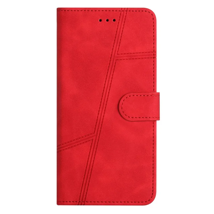 For Samsung Galaxy A73 5G Skin-touch Feeling Retro PU Leather Phone Stand Cover Shockproof Drop-proof Wallet Case - Red