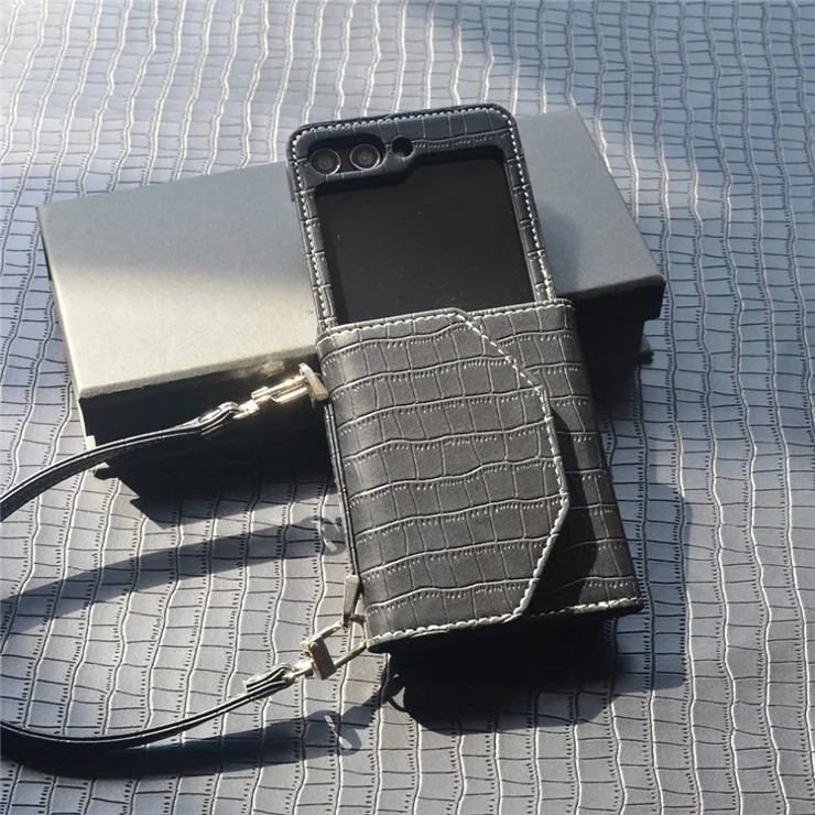 For Samsung Galaxy Z Flip6 5G Case Handbag Style Kickstand Card Slot Leather+PC Cover - Black