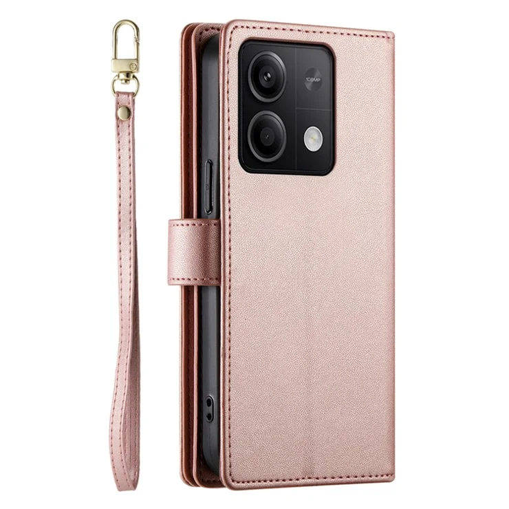 DF-011 For Xiaomi Redmi Note 13 5G Case Zipper Wallet Crossbody Leather Phone Cover - Pink