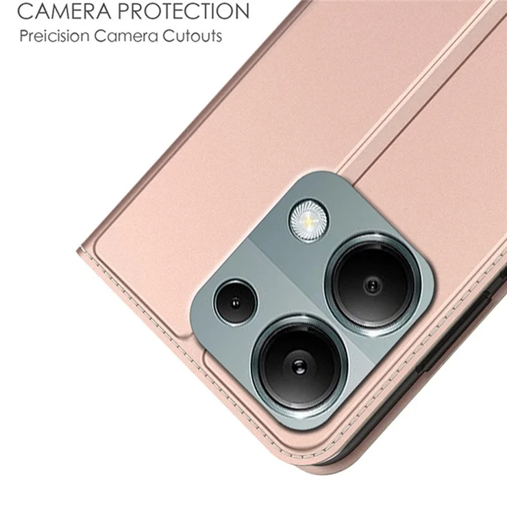For Xiaomi Redmi Note 13 Pro 4G / Poco M6 Pro 4G Case Leather Shockproof TPU Phone Cover Card Holder Slot - Rose Gold